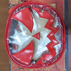 Love Pain & Stitches Clear Stadium Bag with Red Glitter face